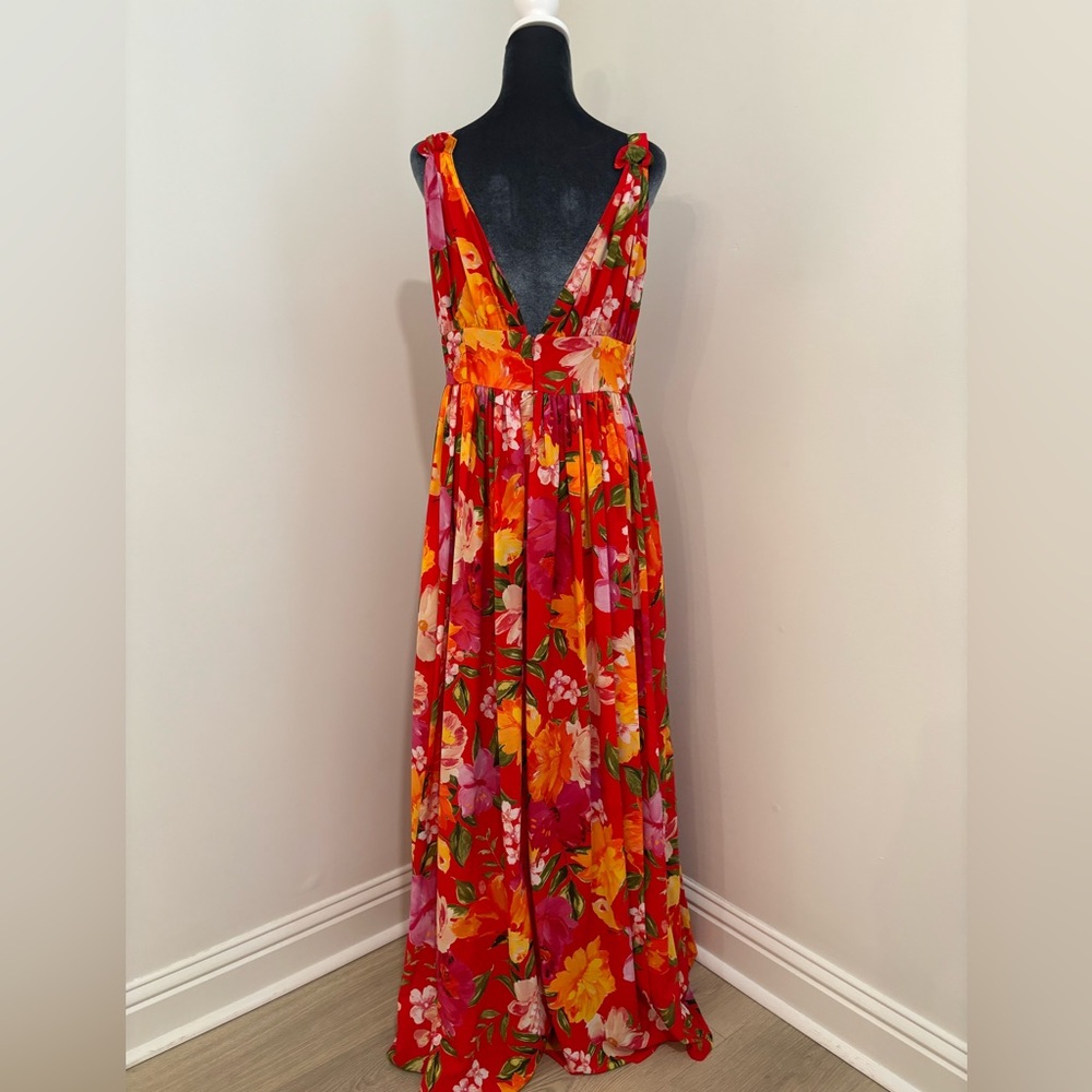 Ronny Kobo Sallee Red Floral Maxi Dress Size L - Picture 5 of 12